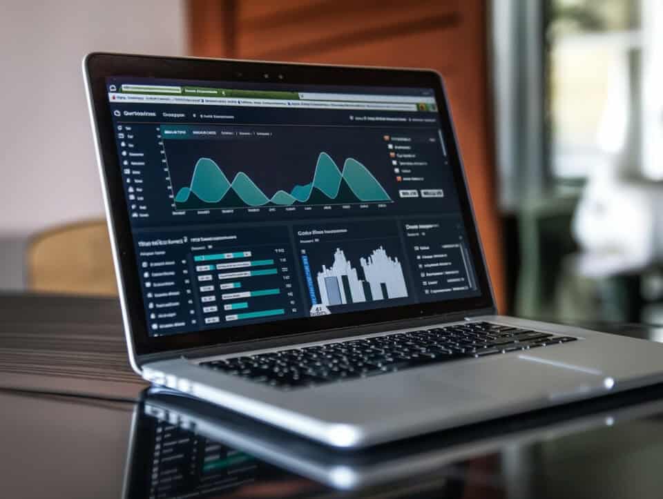 Analytics dashboard on laptop